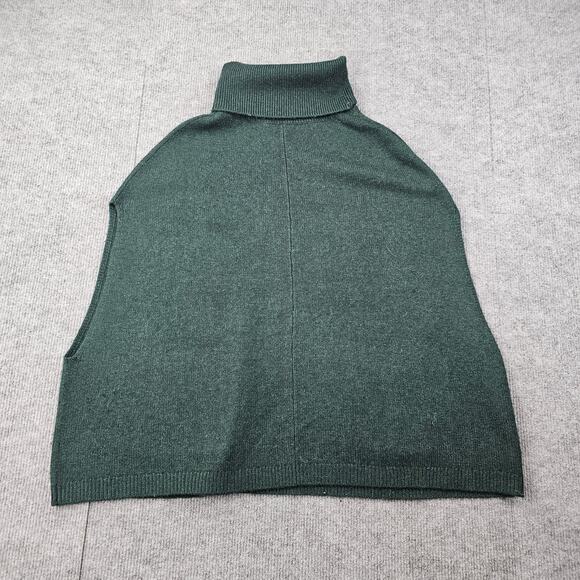 Tahari Knit Poncho Womens One Size Green Turtleneck Merino Cashmere Sweater - Picture 8 of 10